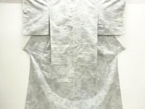 山並みに草花模様織出し手織り紬着物
